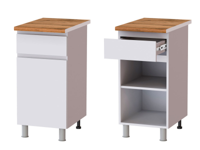 Кухонный шкаф нижний с 1 ящиком 400 Плейона (белый)