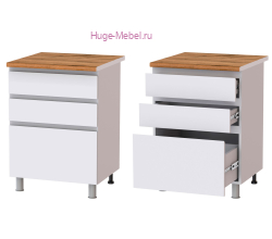 Кухонный шкаф нижний с 3 ящиками 600 Плейона (белый)