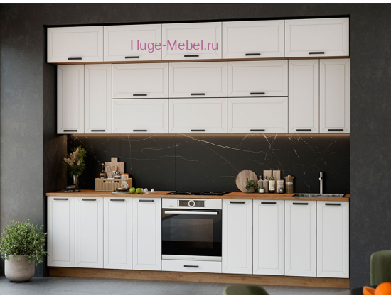 Белая кухня 3 метра "Альфа" с антресолями