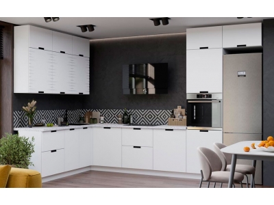 Угловая кухня с антресолями 360х200 "Сахара" Угловая кухня с антресолями 360х200 "Сахара"