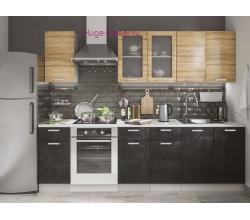 Кухня 2 метра "Бетон чёрный +дуб Сонома"