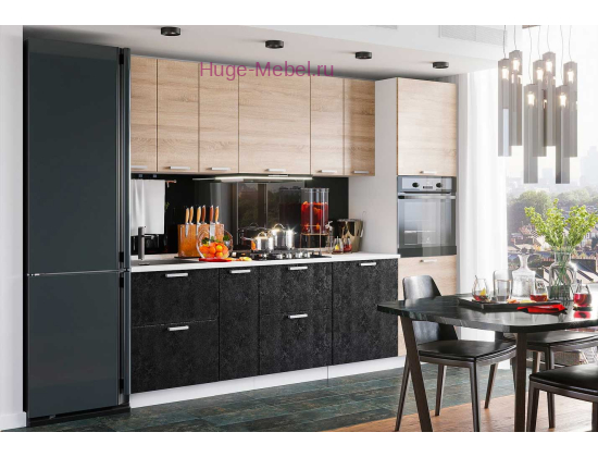Кухня 2.7 метра "Бетон черный/Дуб Сонома"