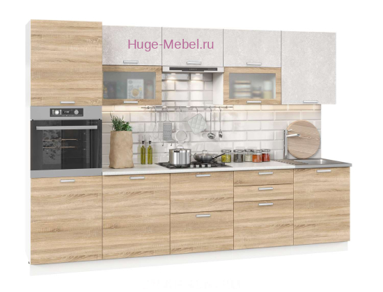 Кухня 3 метра "Сонома+бетон белый"