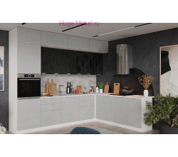 Угловая кухня с антресолями 300х220 "Бетон"