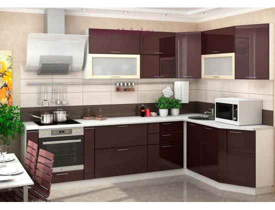 Угловая кухня 280х170 "Ксения" глянец