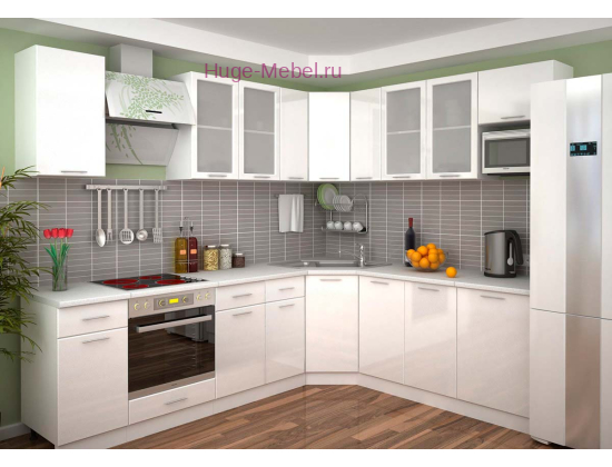 Угловая белая кухня "Ксения" 265х215