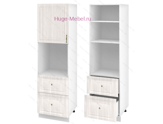 Пенал кухонный с нишей и ящиками 600 Юлия (сандал белый)