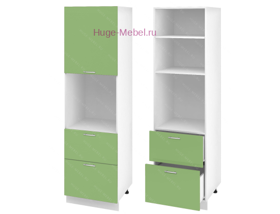 Пенал кухонный с нишей и ящиками 600 Ксения (олива)