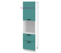 Пенал кухонный с нишей и ящиками высокий 600 Призма (бриз супермат)