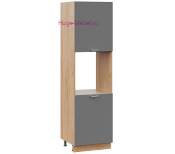 Пенал кухонный напольный с нишей 600 Катрин (софт графит) корпус крафт