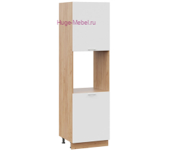 Пенал кухонный напольный с нишей 600 Катрин (софт вайт) корпус крафт