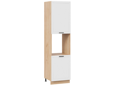 Пенал кухонный высокий с нишей 600 Альфа (белый) корпус крафт