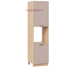 Пенал кухонный высокий с нишей 600 Альфа (латте) корпус крафт