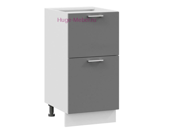 Нижний шкаф кухонный с двумя ящиками 400 Катрин (софт графит)