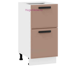 Нижний шкаф кухонный с двумя ящиками 400 Призма (мокко супермат)