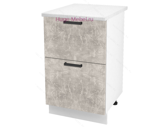 Нижний шкаф кухонный с двумя ящиками 500 Пасаденна (ателье светлое)