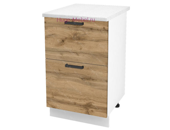 Нижний шкаф кухонный с двумя ящиками 500 Пасаденна (дуб вотан)