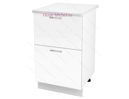 Нижний шкаф кухонный с двумя ящиками 500 Ксения (белый)
