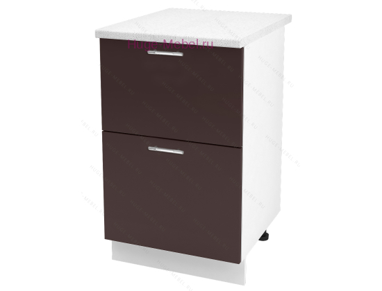 Нижний шкаф кухонный с двумя ящиками 500 Ксения (шоколад)