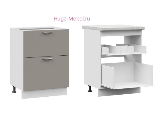 Кухонный шкаф под мойку 600 с двумя ящиками Катрин (циркон)