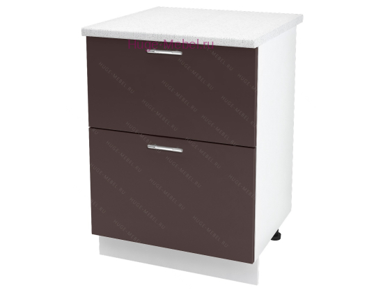 Нижний шкаф кухонный с двумя ящиками 600 Ксения (шоколад)