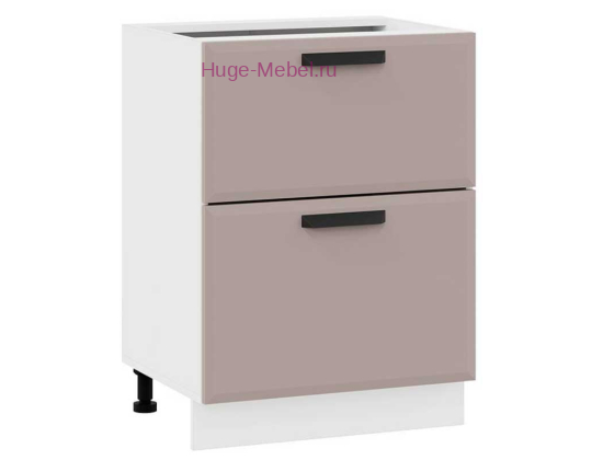 Нижний шкаф кухонный с двумя ящиками 600 Призма (мокко супермат)