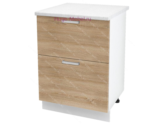 Кухонный шкаф под мойку 600 с двумя ящиками Бетон (дуб сонома)