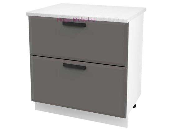 Нижний шкаф кухонный с двумя ящиками 800 Призма (асфальт супермат)