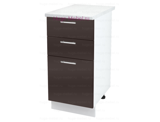 Кухонный шкаф нижний с тремя ящиками 400 Ксения (шоколад)