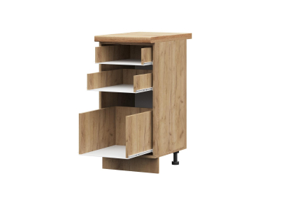 Корпус кухонного шкафа нижнего с 3 ящиками 400 ПВ (дуб крафт)