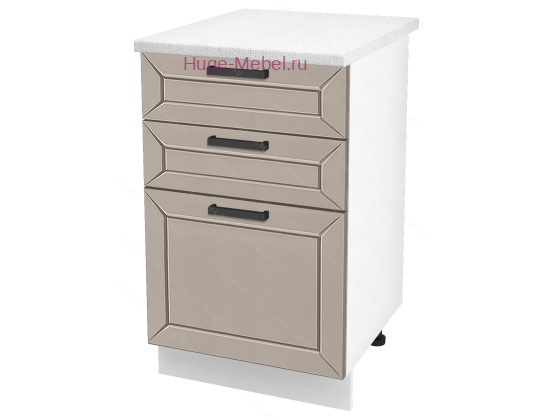 Кухонный шкаф нижний с тремя ящиками 500 Альфа (латте)
