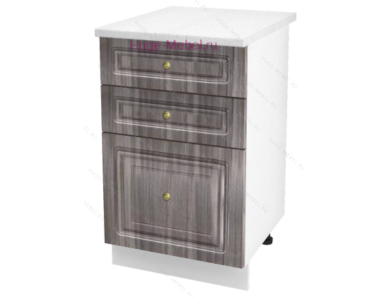 Кухонный шкаф нижний с тремя ящиками 500 Юлия (сандал серый)