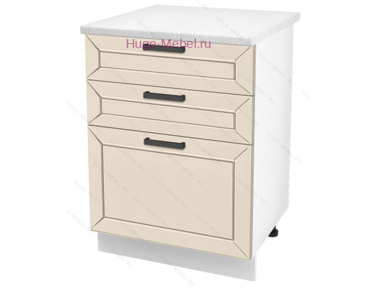 Кухонный шкаф нижний с тремя ящиками 600 Альфа (брюле)