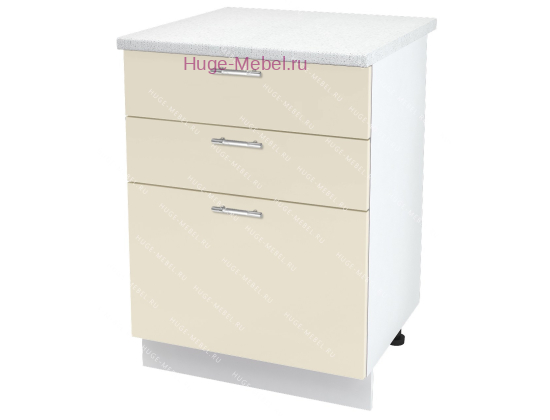 Кухонный шкаф нижний с тремя ящиками 600 Ксения (ваниль)