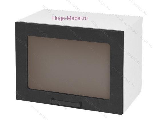 Горизонтальный кухонный стеклянный шкаф 500 Пасаденна (бетон черный)