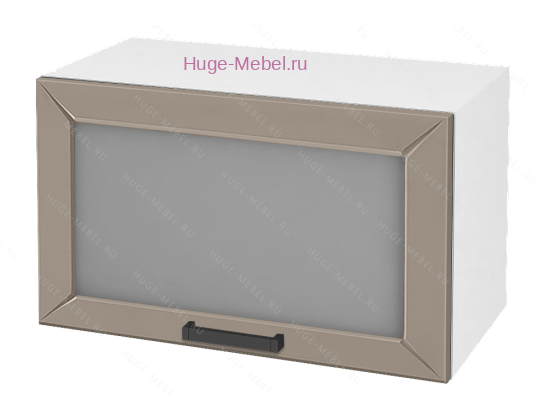 Горизонтальный кухонный стеклянный шкаф 600 Альфа (латте)