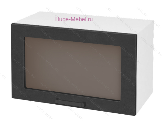 Горизонтальный кухонный стеклянный шкаф 600 Пасаденна (бетон черный)