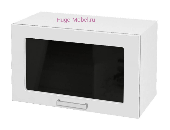 Горизонтальный кухонный стеклянный шкаф 600 Катрин (софт вайт)