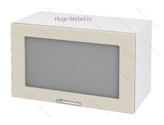 Горизонтальный кухонный стеклянный шкаф 600 Ксения (ваниль)