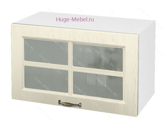 Горизонтальный кухонный стеклянный шкаф 600 Мария (крем)