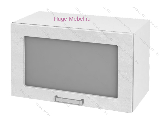 Горизонтальный кухонный стеклянный шкаф 600 Бетон (бетон белый)
