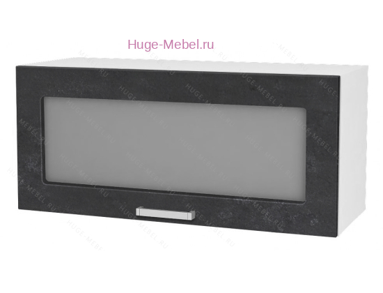 Горизонтальный кухонный стеклянный шкаф 800 Бетон (бетон чёрный)