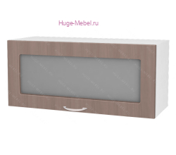 Горизонтальный кухонный стеклянный шкаф 800 Дина (шимо темный)