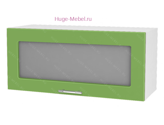 Горизонтальный кухонный стеклянный шкаф 800 Ксения (олива)
