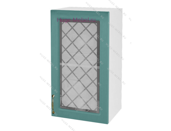 Кухонный шкаф верхний со стеклом 400 Модена (дуб бирюза)