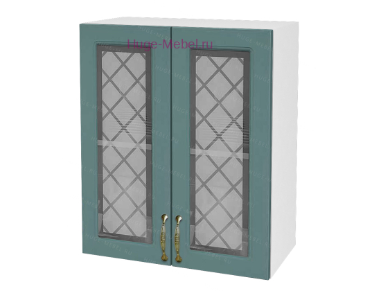 Кухонный шкаф верхний со стеклом 600 Модена (дуб бирюза)