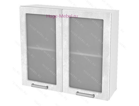 Кухонный шкаф верхний со стеклом 800 Бетон (бетон белый)