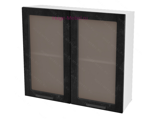 Кухонный шкаф верхний со стеклом 800 Пасаденна (бетон черный)