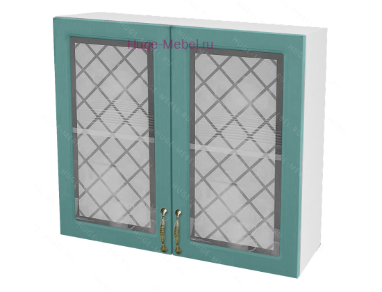 Кухонный шкаф верхний со стеклом 800 Модена (дуб бирюза)