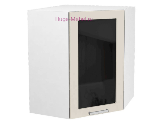 Угловой шкаф подвесной со стеклом 550 Катрин (крем)